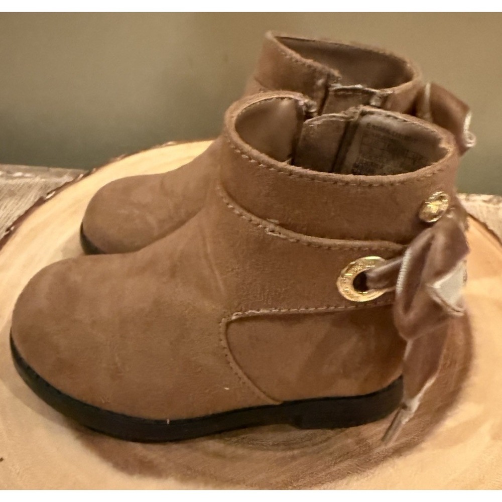 MICHAEL‎ Michael Kors Emma Deb Bow Charm Bootie Baby Girl's 5 Caramel New
